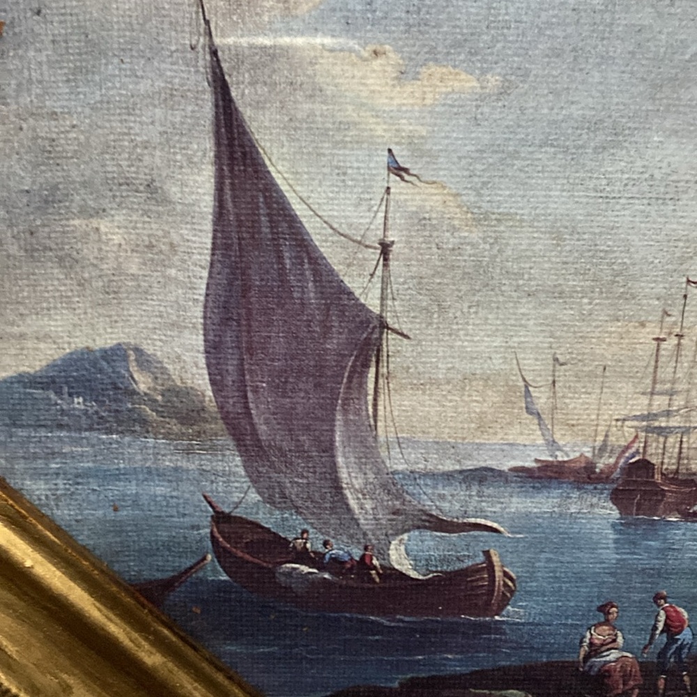 Vintage Framed Under Glass Italian Boat Scene Print - Picture 5 of 12